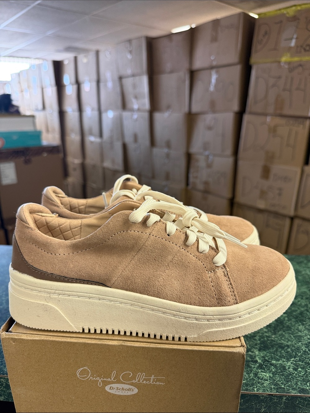 Dr. Scholl's Blush Suede Platform Lace-Up Sneakers